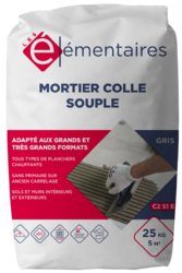 MORTIER COLLE SOUPLE GRIS 25KG