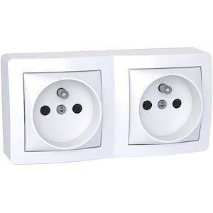 Alréa double prise de courant 2P + T
